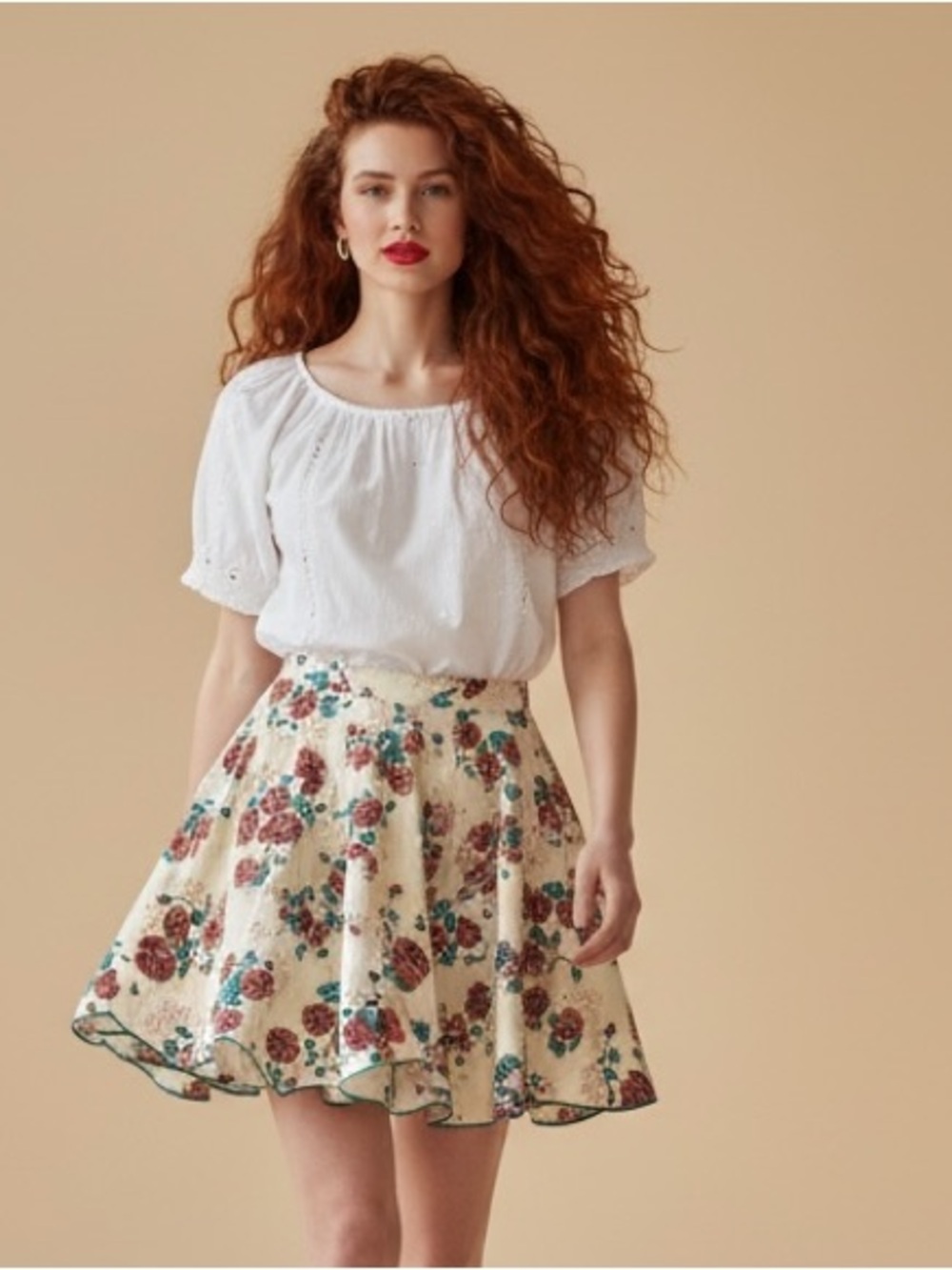 Handmade Sweet Poppy Asymmetrical Hem Circle Full Skirt Size M